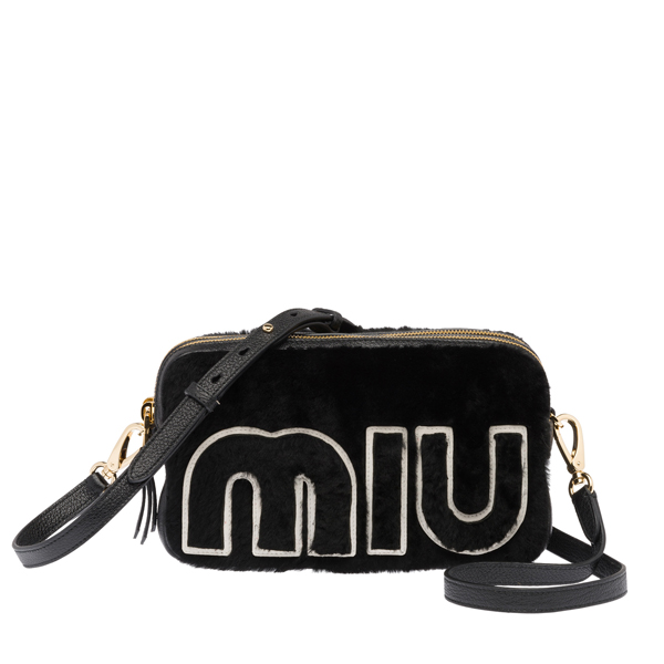 【MiuMiu 】ムートン素材 ロゴ入りショルダーバッグ*5BH084☆